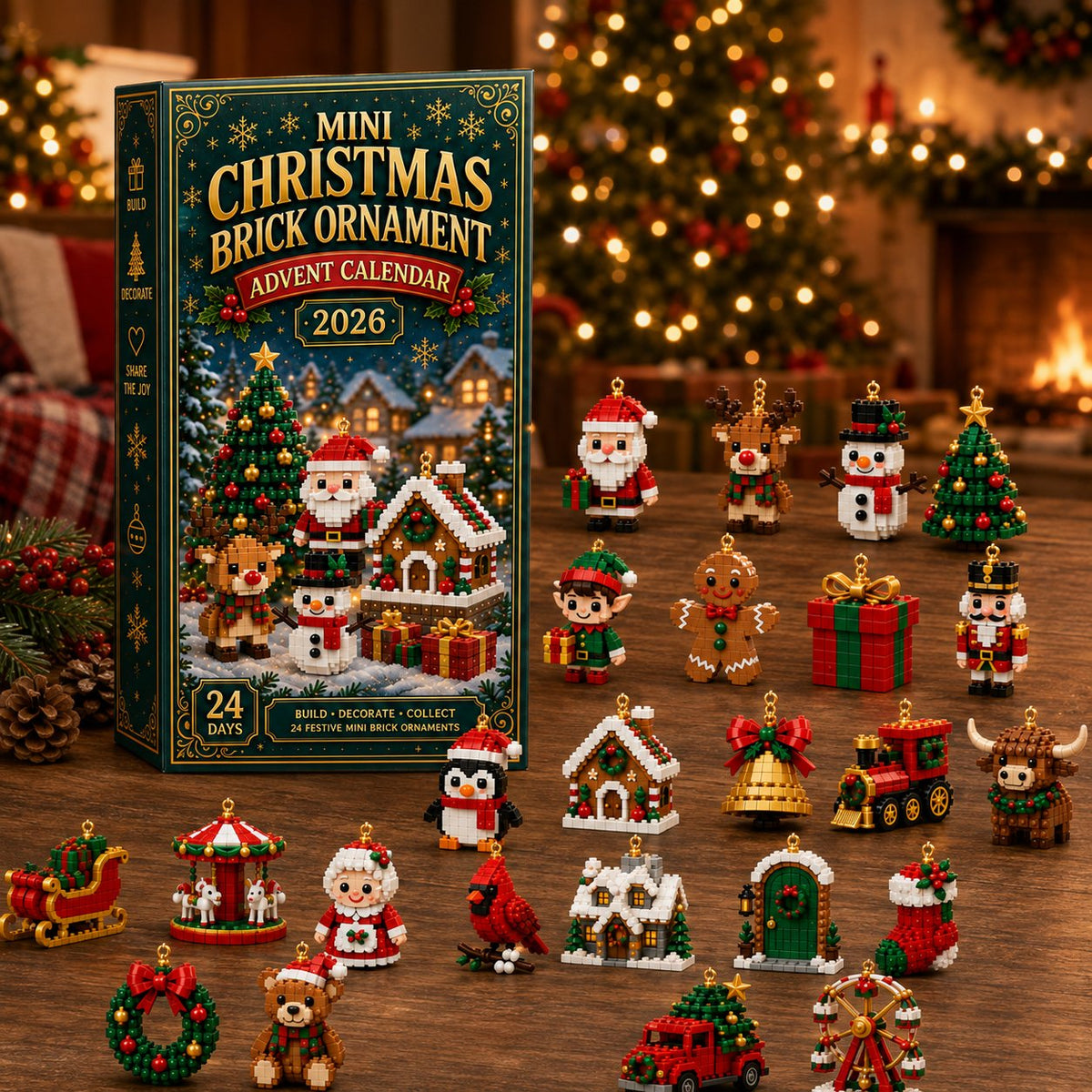 🔥🎄 24-Day Mini Christmas Building Block DIY Ornament Advent Calendar🧑🎄