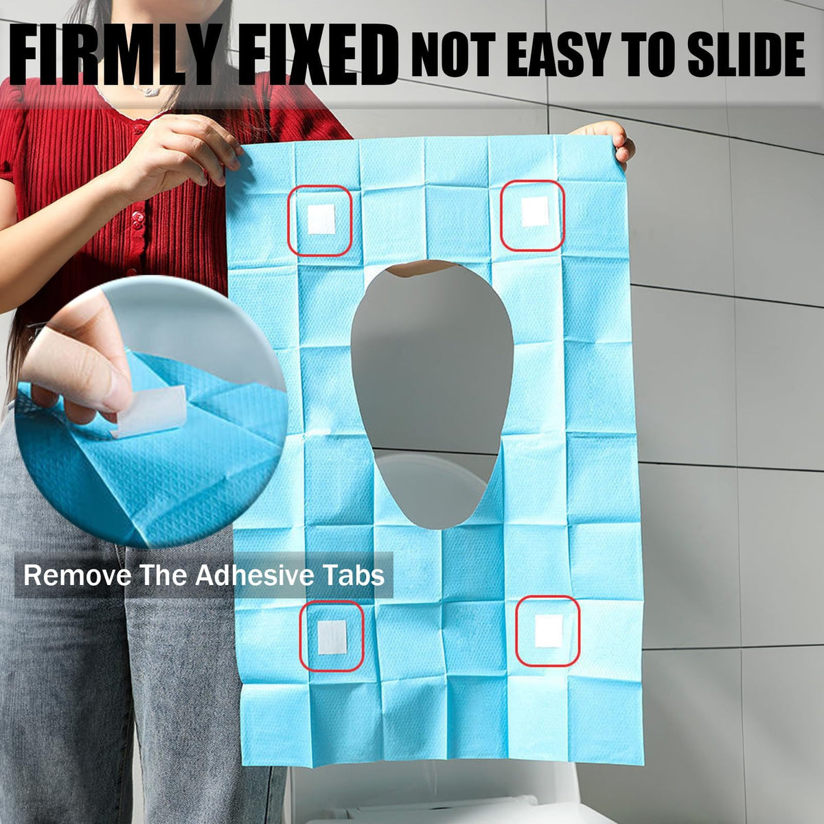 Extra Large Disposable Toilet Seat Covers with Adhesive Tabs