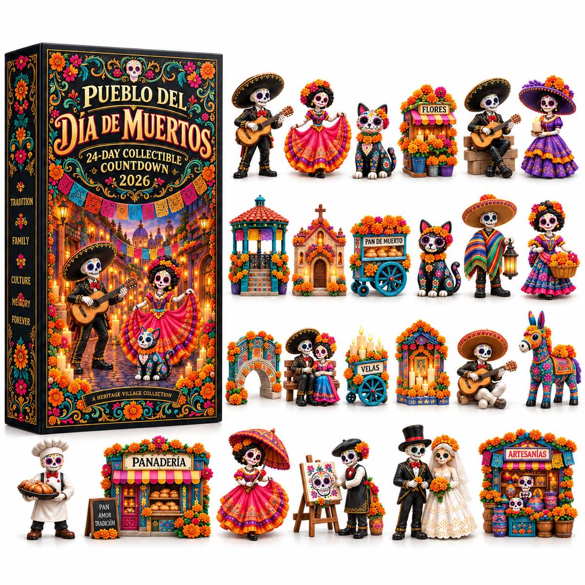 Day of the Dead Village 2026 – 24-Day Collectible Countdown Calendar with 24 Unique Miniatures