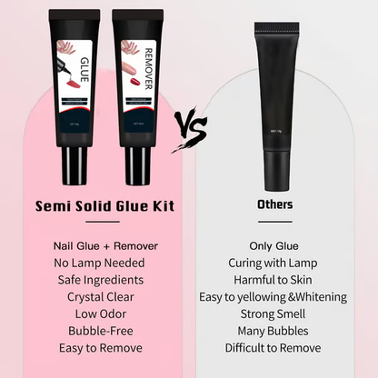 🔥 Last 3 Day Limited Time Promotion🔥Newly Upgraded 10g Quick-Drying Semi-Solid Nail Glue with 10ml Remover – Long-Lasting Adhesive Gel