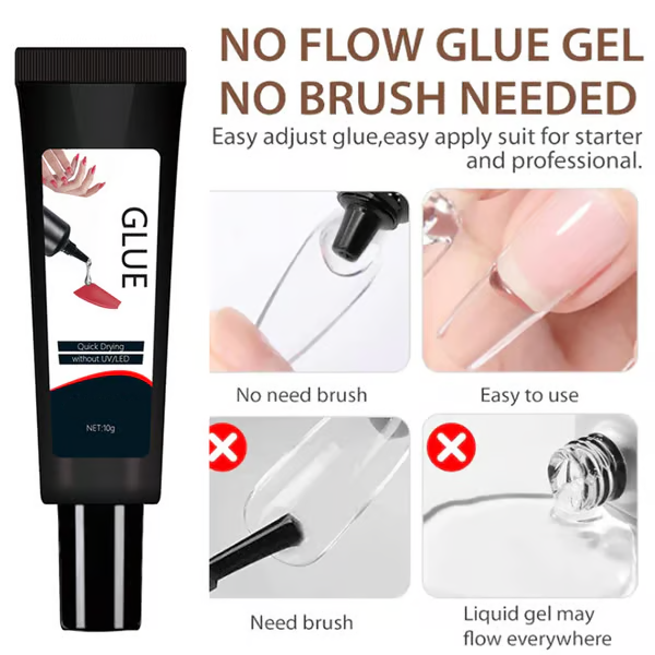 🔥 Last 3 Day Limited Time Promotion🔥Newly Upgraded 10g Quick-Drying Semi-Solid Nail Glue with 10ml Remover – Long-Lasting Adhesive Gel