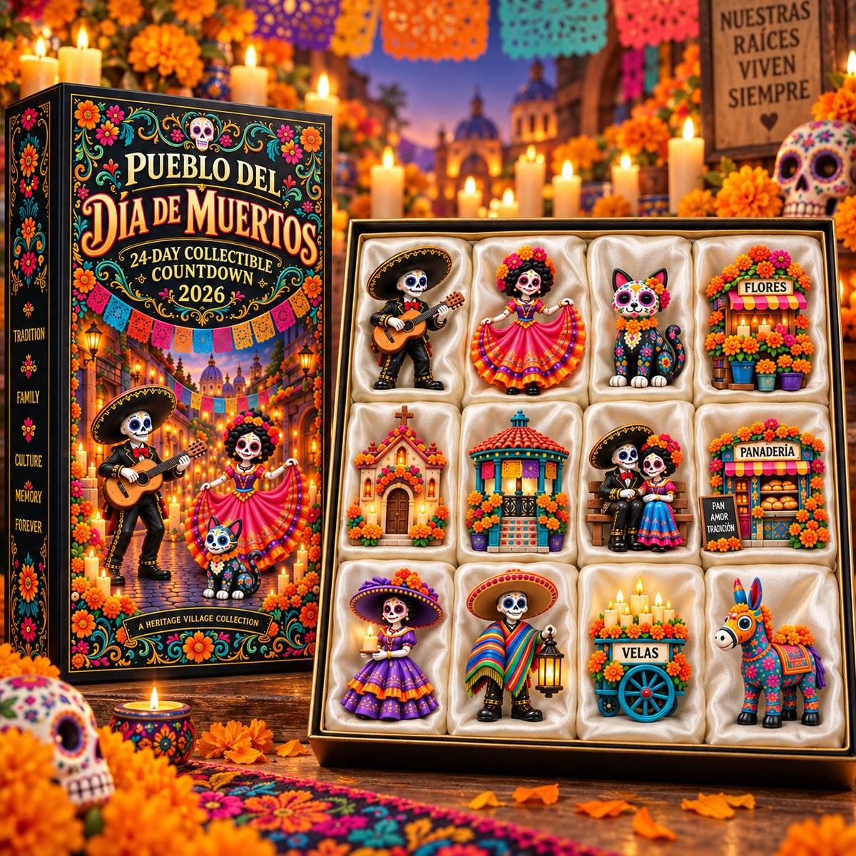 Day of the Dead Village 2026 – 24-Day Collectible Countdown Calendar with 24 Unique Miniatures