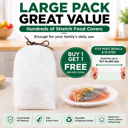 BUY 1 GET 1 FREE — 200PCS Disposable Stretch Food Covers for Bowls & Plates