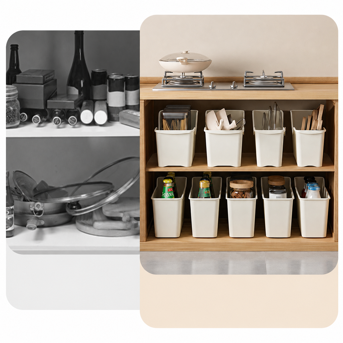 Rolling Kitchen Cabinet Organizer Bins