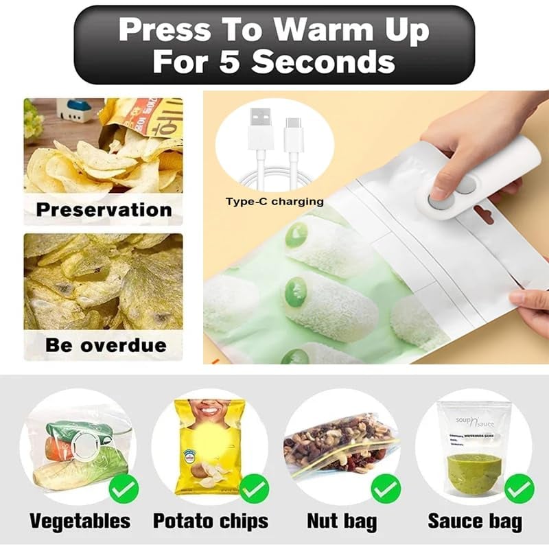 🎁 Upgraded Mini Bag Sealer – Seal & Cut Freshness in Seconds