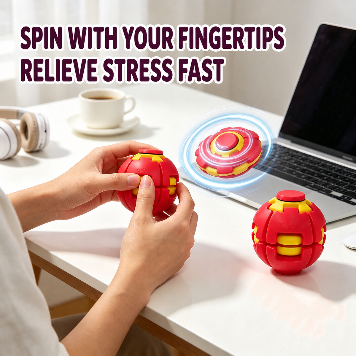 3D Press & Spin Fidget Ball – Satisfying Sensory Toy