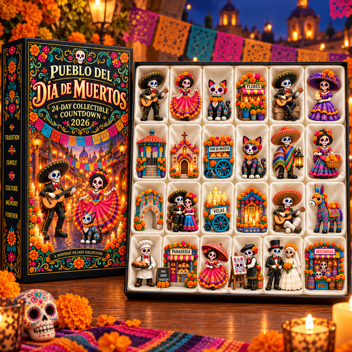 Day of the Dead Village 2026 – 24-Day Collectible Countdown Calendar with 24 Unique Miniatures