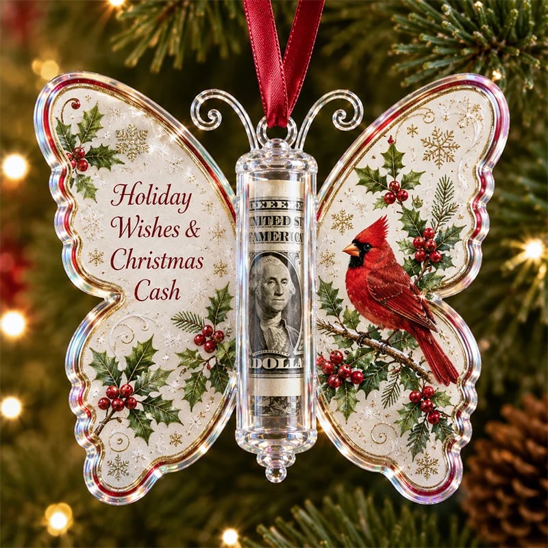 🎄Christmas Cash Gift Butterfly Ornament – Holiday Money Holder Keepsake💵✨