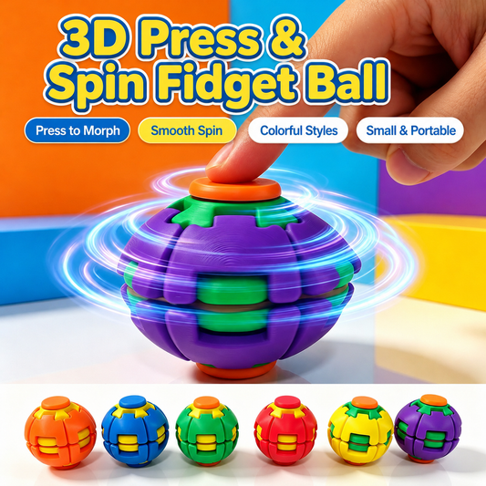 3D Press & Spin Fidget Ball – Satisfying Sensory Toy