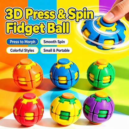 3D Press & Spin Fidget Ball – Satisfying Sensory Toy