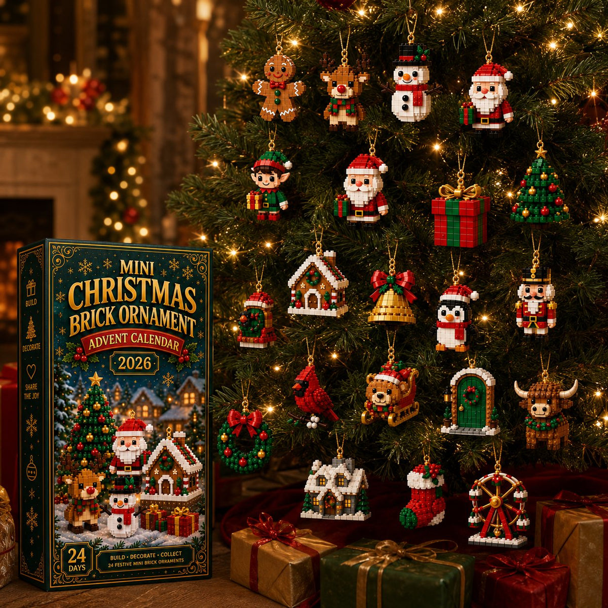 🔥🎄 24-Day Mini Christmas Building Block DIY Ornament Advent Calendar🧑‍🎄
