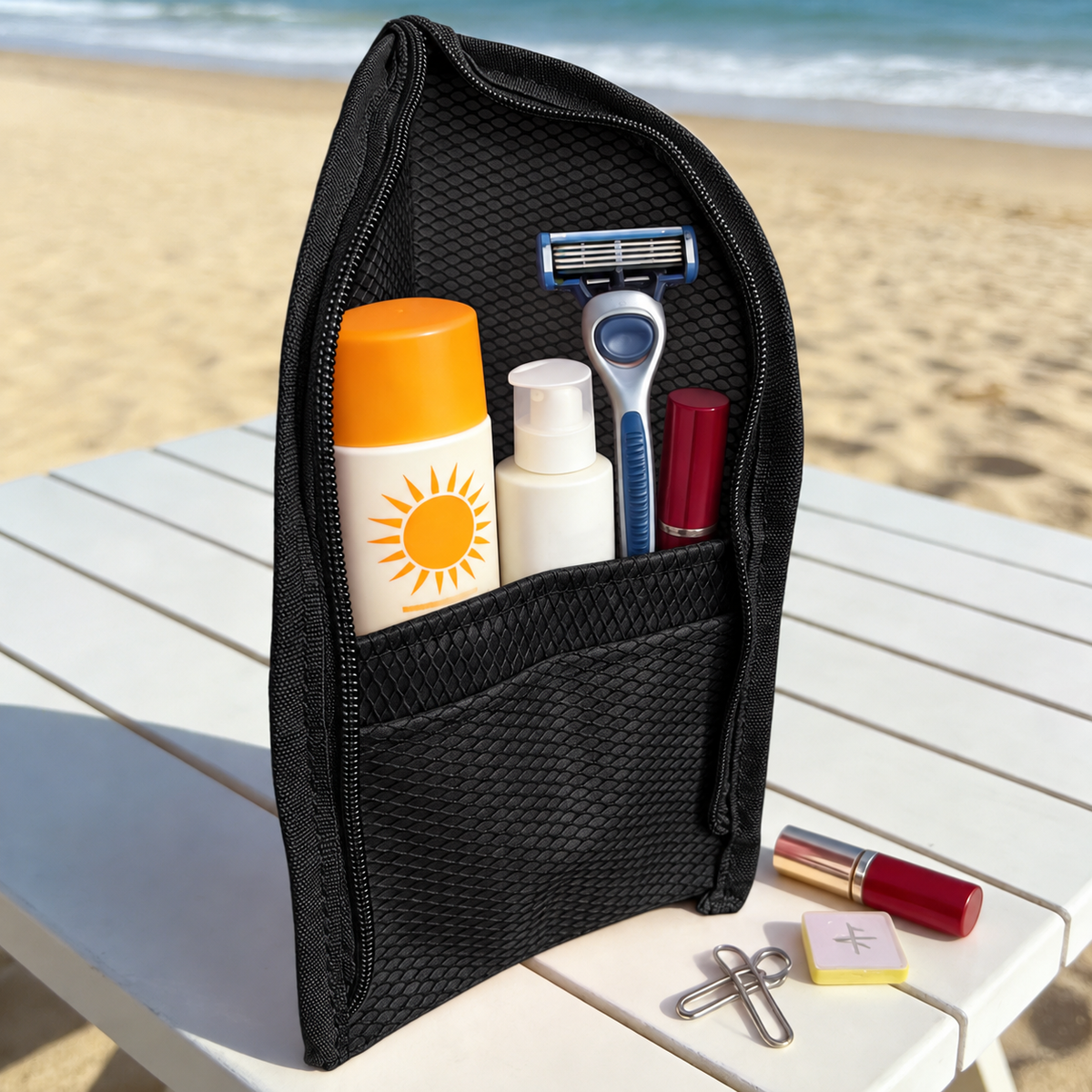 🎒Mesh Zipper Toiletry Storage Pouch - Multi-Pocket Travel Cosmetic Organizer Bag