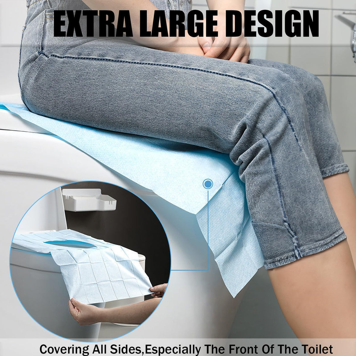 Extra Large Disposable Toilet Seat Covers with Adhesive Tabs