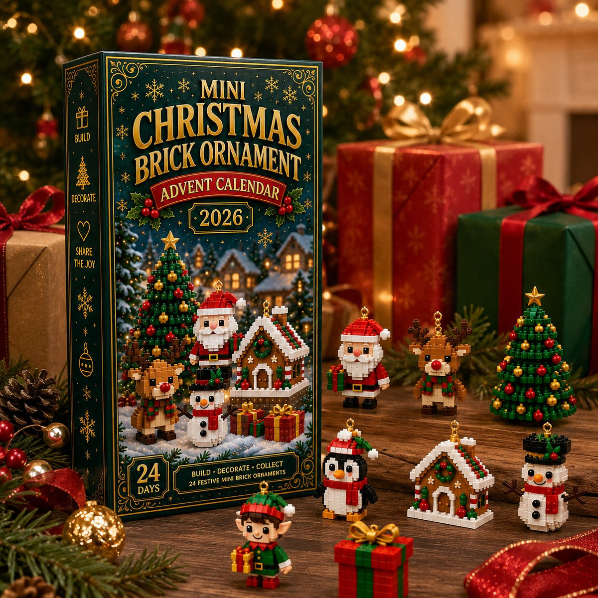 🔥🎄 24-Day Mini Christmas Building Block DIY Ornament Advent Calendar🧑‍🎄