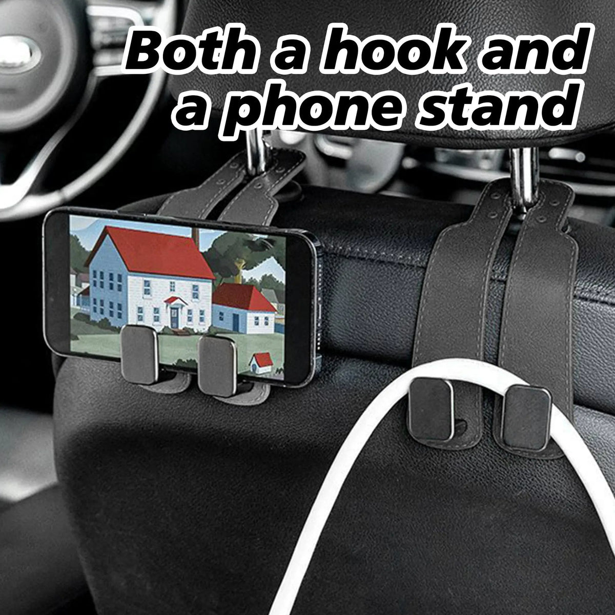 🔥Hot Sale 49% off🌟4 Counts Car Seat Headrest Hook, Improved Car Seat Back Double Hooks