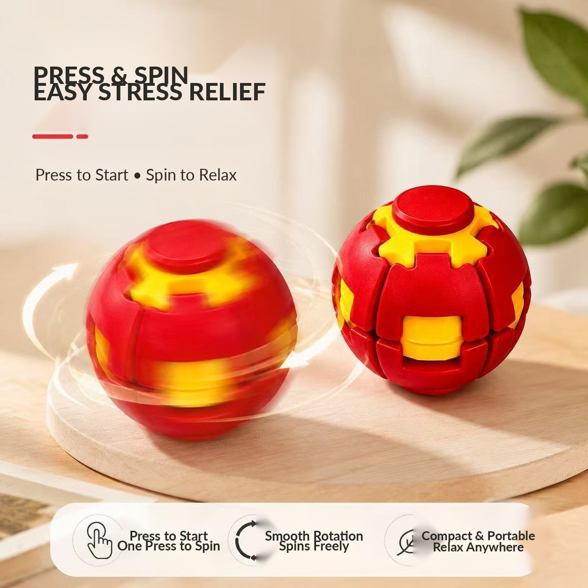 3D Press & Spin Fidget Ball – Satisfying Sensory Toy