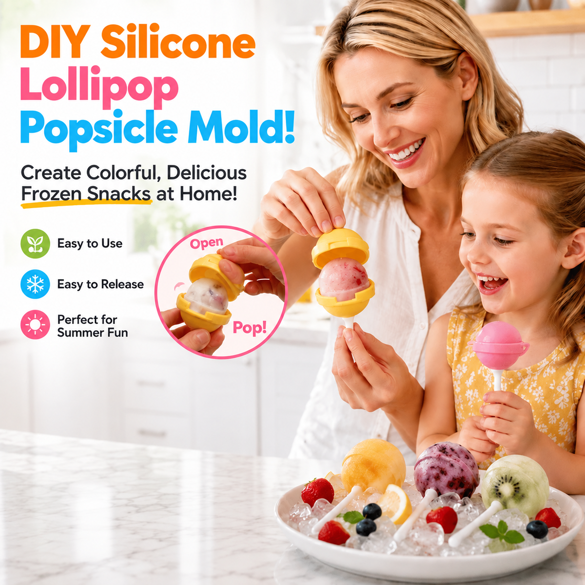 🍭DIY Silicone Lollipop Popsicle Mold – Fun Spherical Ice Pop Maker for Homemade Frozen Treats