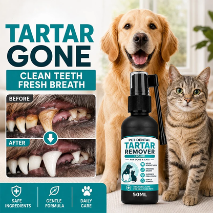 Pet Dental Tartar Remover Spray – Cleaner Teeth & Fresher Breath for Dogs & Cats