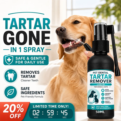 Pet Dental Tartar Remover Spray – Cleaner Teeth & Fresher Breath for Dogs & Cats